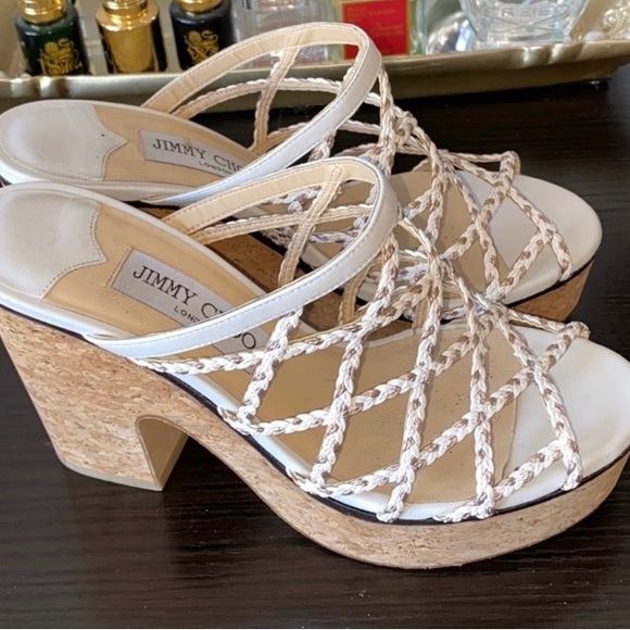 Jimmy Choo Platform Cork Slides Sandals 39.5 - Picture 2 of 7